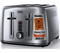 BREVILLE  The Perfect Fit for Warburtons VTT571 4-Slice Toaster  Stainless Steel
